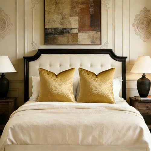 GIGIZAZA Gold Velvet Pillow Covers 26x26 Decorative Pillows Pack of 2 - Image 7