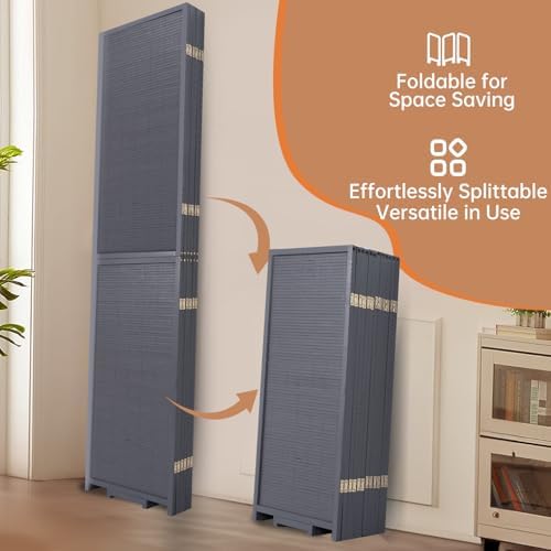 Room Divider Folding Privacy Screens,Hand-Made Natural Bamboo Room Dividers - Image 4