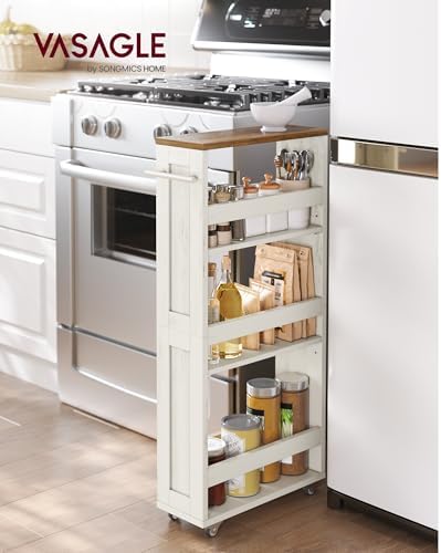 VASAGLE 4-Tier Slide-Out Storage Cart, Slim Kitchen Cart with Wheels - Image 2