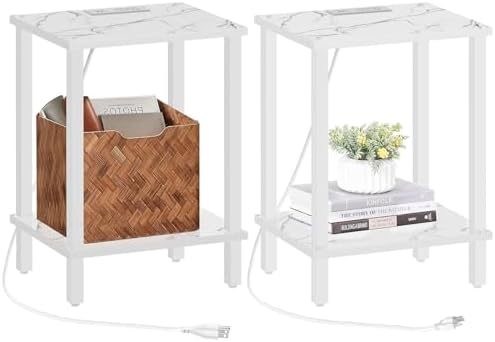 TUTOTAK End Table with Charging Station, Side Table Set of 2, Nightstand by ChoosetutotakFurnitureBuildYourCozyHome
