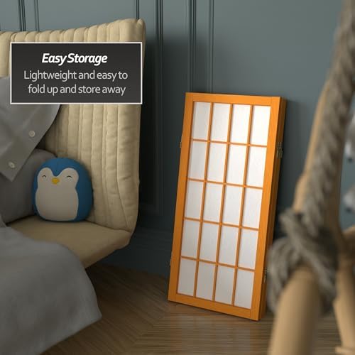 2 ft. Short Desktop Window Pane Shoji Screen - Honey - 3 Panels - Image 5