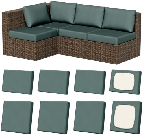 8Pcs Outdoor Cushion Covers, Stretch Patio Furniture Couch Chair Slipcovers by VORSHAPE