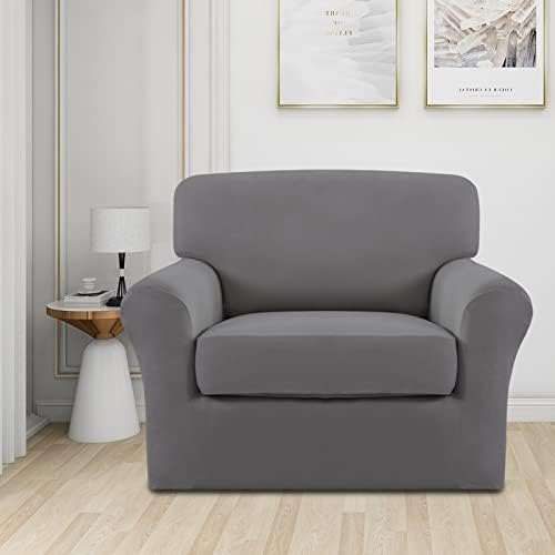 Easy-Going 2 Pieces Stretch Sofa Slipcover for Armchair Washable - Image 2
