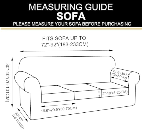 U-NICE HOME 4 Pieces Stretch Couch Cover Sofa Slipcover, Light Blue - Image 7
