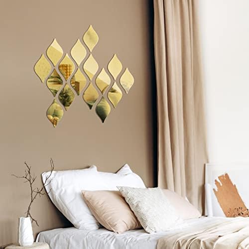 Weysat 30 Pcs Mirror Decals 3D Tear Drop Acrylic Wall Sticker Decor, Gold - Image 5