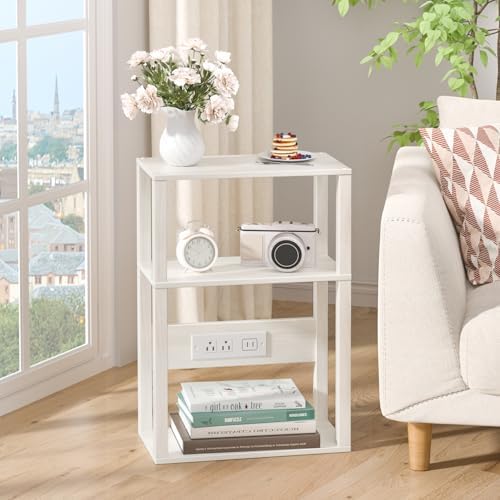 YUFAM 3-Tier Narrow Bedside Table Set 2 for Small Spaces, Skinny Nightstand - Image 6