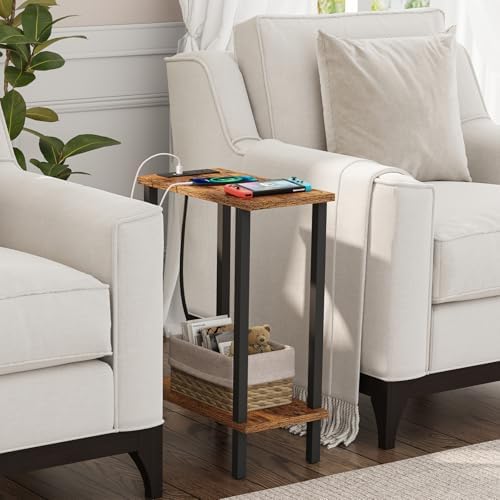 TUTOTAK Narrow Side Table Set of 2, Small End Table with Charging Station - Image 2