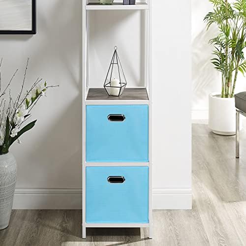 Black Foldable Storage Cubes Bins , Fabric Storage Box Cubes Organizer Baskets with Dual Handles for Home Organizer(Blue) - Image 4