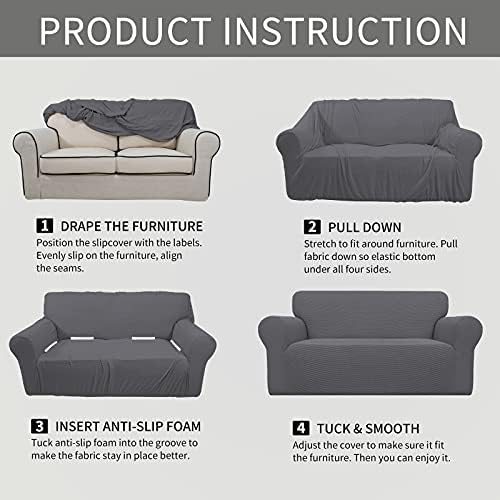 Easy-Going Stretch Oversized Loveseat Couch Covers Washable Grey - Image 6
