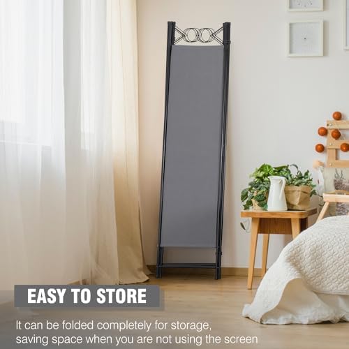 FDW 4-Panel Folding Room Divider | 6ft, Grey | Light & Portable - Image 3