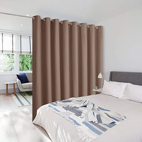 NICETOWN Noise Barrier Room Dividers Blind Screens Partitions, Home Decor Floor to Ceiling Divider Room Curtain for Shared Space, Office, Loft, Dorm, Hotel (1 Pcs, 9' Tall x 15' Wide, Cappuccino) by NICETOWN