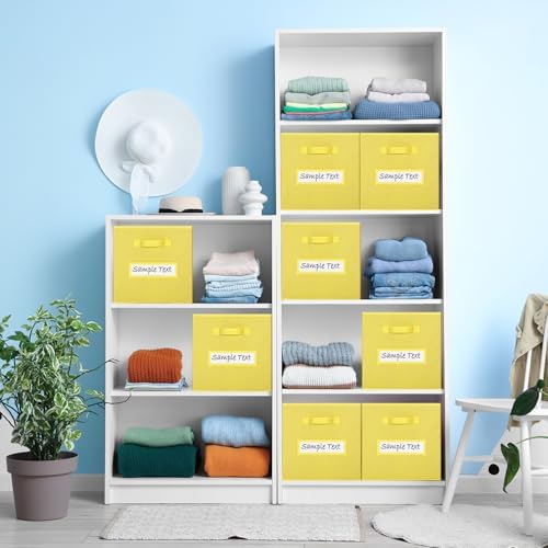 Fabric storage cubes (8 Pack) 11 Inch Cube Storage Bin, cube organizer bins with 8 Labels Window Cards & a Pen, Foldable cube organizer bins and Storage Box, Dark Yellow - Image 6