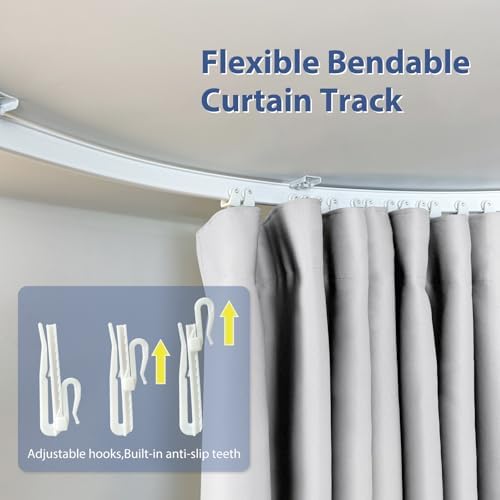 Room Divider Ceiling Mounted Curtains Track Sets Extra Wide Blackout Curtain Flexible Tracks for Bedroom Privacy Partition Separator, 1 Panel White Drape and White Rail, W15 x H8ft - Image 5