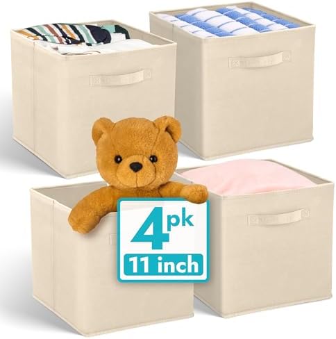 Reli. 11 Inch Cube Storage Bins (4 Pack) | Cube Organizer Bins by Reli