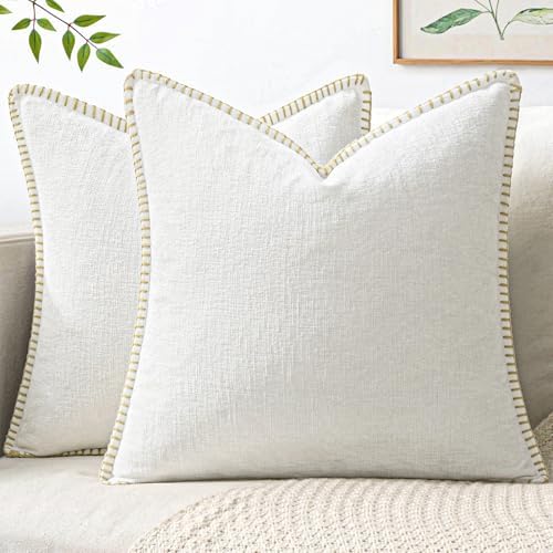 MIULEE Decorative Couch Throw Pillow Covers 18x18 Inch Pure White 2 Pack by MIULEE