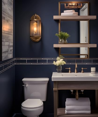 17.3" x 118" Blue Peel and Stick Wallpaper Dark Blue Contact Paper for Cabinets Bathroom Wallpaper Removable Self Adhesive for Bedroom Kitchen Cabinet Room Wall Decor Vinyl Upgraded - Image 5