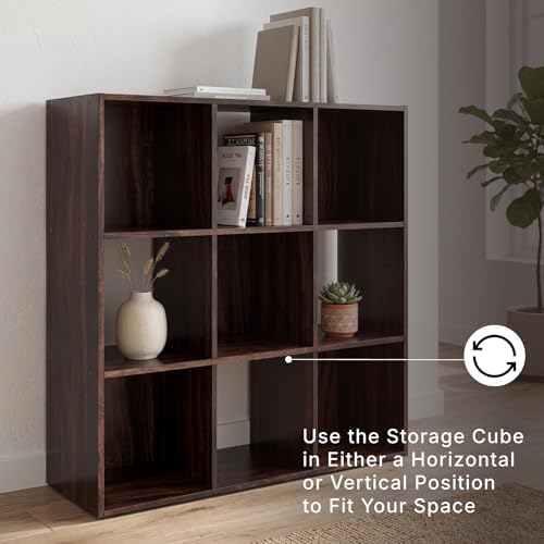 Signature Design by Ashley Glosmount 9 Cube Storage Organizer or Bookcase, Cherry & Light Brown - Image 4