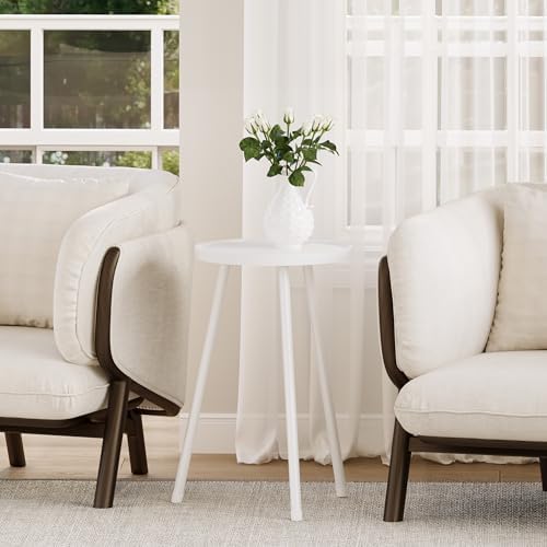 Small Couch Side Table, Drink Table, Mini Round End Table, Coffee Table, Snack Table for Small Spaces, Living Room, Bedroom, Sofa LET520W - Image 5