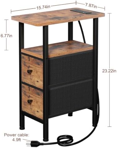LOAKEKEL Narrow End Table with Charging Station, Side Tables Living Room - Image 3