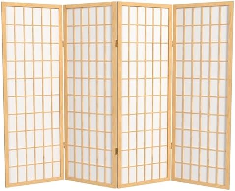 4 ft. Short Window Pane Shoji Screen - Natural - 4 Panels by RedLantern