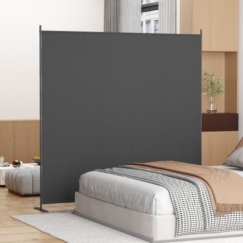 Helios&Hestia 1-Panel 6 ft Tall Indoor Folding Room Divider, Portable Privacy Screen, Freestanding Partition Separator, Temporary Wall Separation for Bedroom, Office, 71" W X 71" H, Dark Grey by HeliosHestia