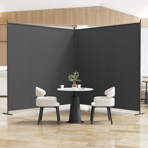 Helios&Hestia 2-Panel 6 ft Tall Indoor Folding Room Divider, Portable Privacy Screen, Freestanding Partition Separator, Temporary Wall Separation for Bedroom, Office, 142" W X 71" H, Dark Grey by HeliosHestia