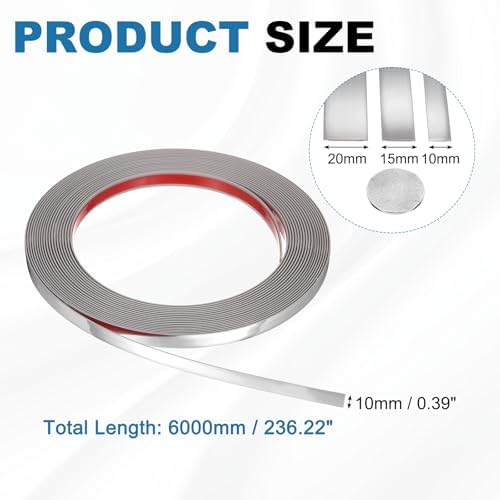 uxcell Silver Peel and Stick Molding Trim, 0.4 Inch x 19.7 ft Self-Adhesive Mirror Tape, Flexible PVC Border Strip for Wall Decoration Tile Edge Ceiling Floor Frame Furniture Decoration - Image 2