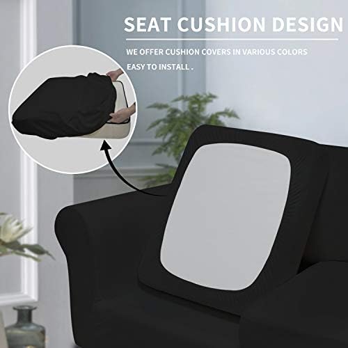 Easy-Going 4 Pieces Stretch Soft Couch Cover for Dogs - Washable Sofa Slipcover for 3 Separate Cushion Couch - Elastic Furniture Protector for Pets, Kids (Sofa, Black) Large - Image 3