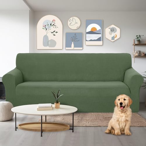 U-NICE HOME Stretch Couch Cover Slipcover for 3 Cushion Sofa, Loden Frost - Image 2