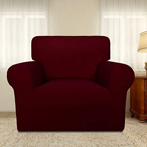 PureFit Super Stretch Chair Covers Fleece Couch Covers for Sofa Wine - Image 2