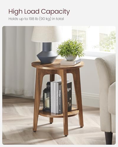 VASAGLE Round Side Table with Lower Shelf, End Table for Small Spaces - Image 6