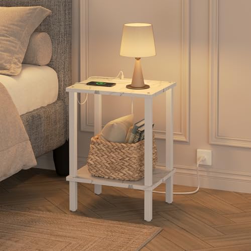 TUTOTAK End Table with Charging Station, Side Table Set of 2, Nightstand - Image 5