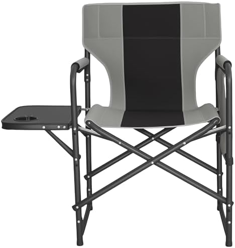 Directors Chair 17.5" Seat Height, Bar Height Folding Chair with Side Table, Foldable Camping Chair with Side Pocket for Makeup Artist, Sports Event, Supports 400LBS - Black by Tisetrail
