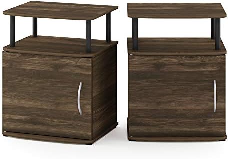Furinno Jaya 2-Tier Side Table Set of 2, with Open Shelf, Columbia Walnut - Image 5