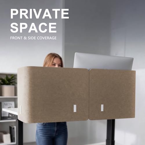 Desk Privacy Panel,2PCS L-Shaped Clamp-On Office Desk Divider,47.2" x 17.7" - Image 3