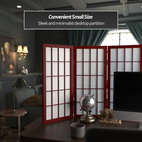 2 ft. Short Desktop Window Pane Shoji Screen - Rosewood - 6 Panels - Image 2