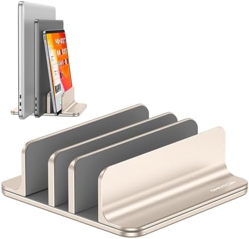 OMOTON 3-Slot Multiple Vertical Laptop Stand, Fits MacBook, Starlight by OMOTON