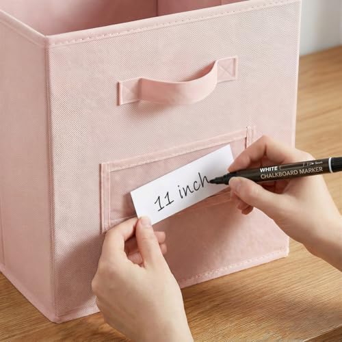 Storage Bins,11 Inch Cube Storage Bin with Labels,6pcs,Pink - Image 4