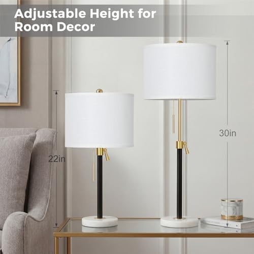 Qingmiao Gold Table Lamps Set of 2, 22" to 30" Adjustable Nightstand Lamps for Bedroom, Dimmable End Table Lamps for Living Room Console Entry Farmhouse Home Decor, New House Warming Gifts - Image 3