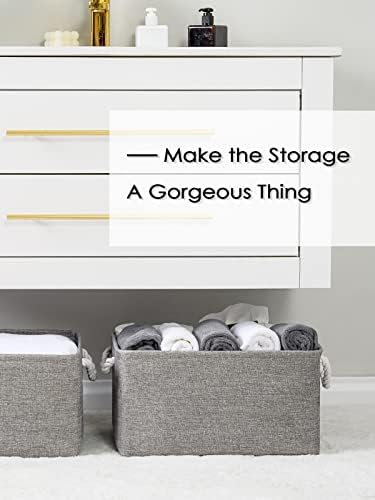 TheWarmHome Large Storage Bins- Storage Baskets for Organizing Shelves, Basket Organizer for Closet Bookshelf Dog Toy Nursery Clothes Laundry Home Organization, Fabric Storage Cubes W/Handles - Image 5
