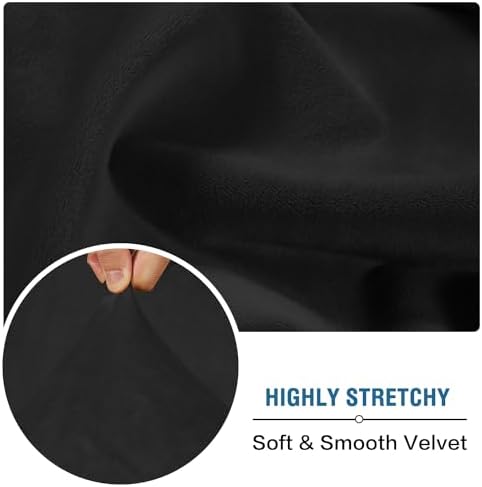 H.VERSAILTEX Velvet Stretch Individual Couch Cushion Cover Plush Cushion Slipcover for Loveseat Sofa Cushion Furniture Protector Seat Cushion Sofa Cover (1 Piece Sofa Cushion Cover, Black) - Image 5