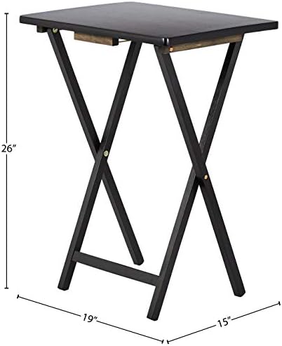 Amazon Basics Portable Foldable TV Tray Table with Storage Rack, Space-Saving Design, 15" x 19" x 26", Black, 4-Pack - Image 5