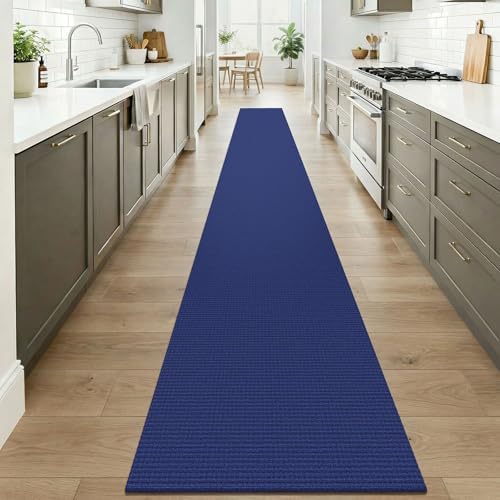 KOZYFLY Braided 2x20 Runners Rugs for Hallway, Extra Long Washable Runner Rug, Woven Non Slip Kitchen Runner, Cotton Entryway Rug, Floor Carpet for Entry, Aisle, Hall, Deep Navy Blue - Image 2