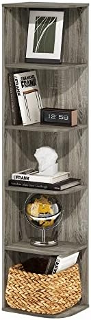 Furinno PASIR Book Shelf, 5-Tier Corner Bookshelf with Open Shelf, Standing Bookcase, 9.3 x 12 x 51.7, for Organization and Storage, for Living Room, Bedroom, Home Office, French Oak by Furinno-FitsYourSpaceFitsYourBudget
