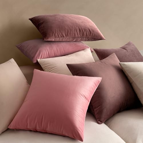 MIULEE Velvet Throw Pillow Covers 16x16 Inch Pack of 2 Bright Pink - Image 4