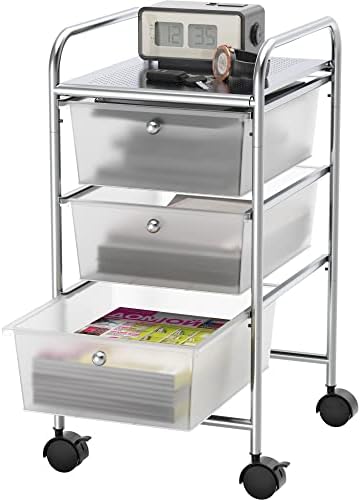 Simple Houseware 3 Drawers Rolling Utility Cart Art Craft Organizer, Chrome by SimpleHouseware