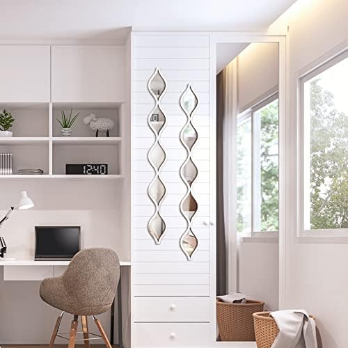 Yulejo 3 Pcs Acrylic Teardrop Mirror Wall Decor Decorative Mirror Narrow Decor Boho Vintage Wall Decals Art for Apartment Home Living Room Bathroom Bedroom Hallway - Image 5