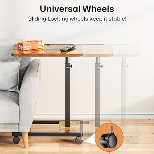 Adjustable TV Tray Table with Wheels: 18"-30.7" Height - Image 3