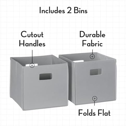 RiverRidge Folding Storage Bins - 2-pack of 10in Tall Gray Cubes - Image 4