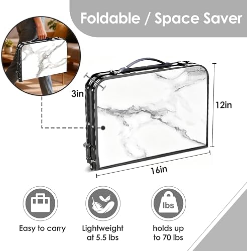 Folding TV Trays Foldable Dinner Tray Table, 3 Adjustable Height, 24"x 16" - Image 3